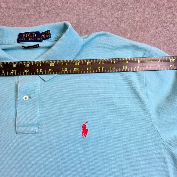 Polo Ralph Lauren Men's Classic Fit Light Blue Polo Shirt XL‎ Red Pony Logo - Picture 9 of 11